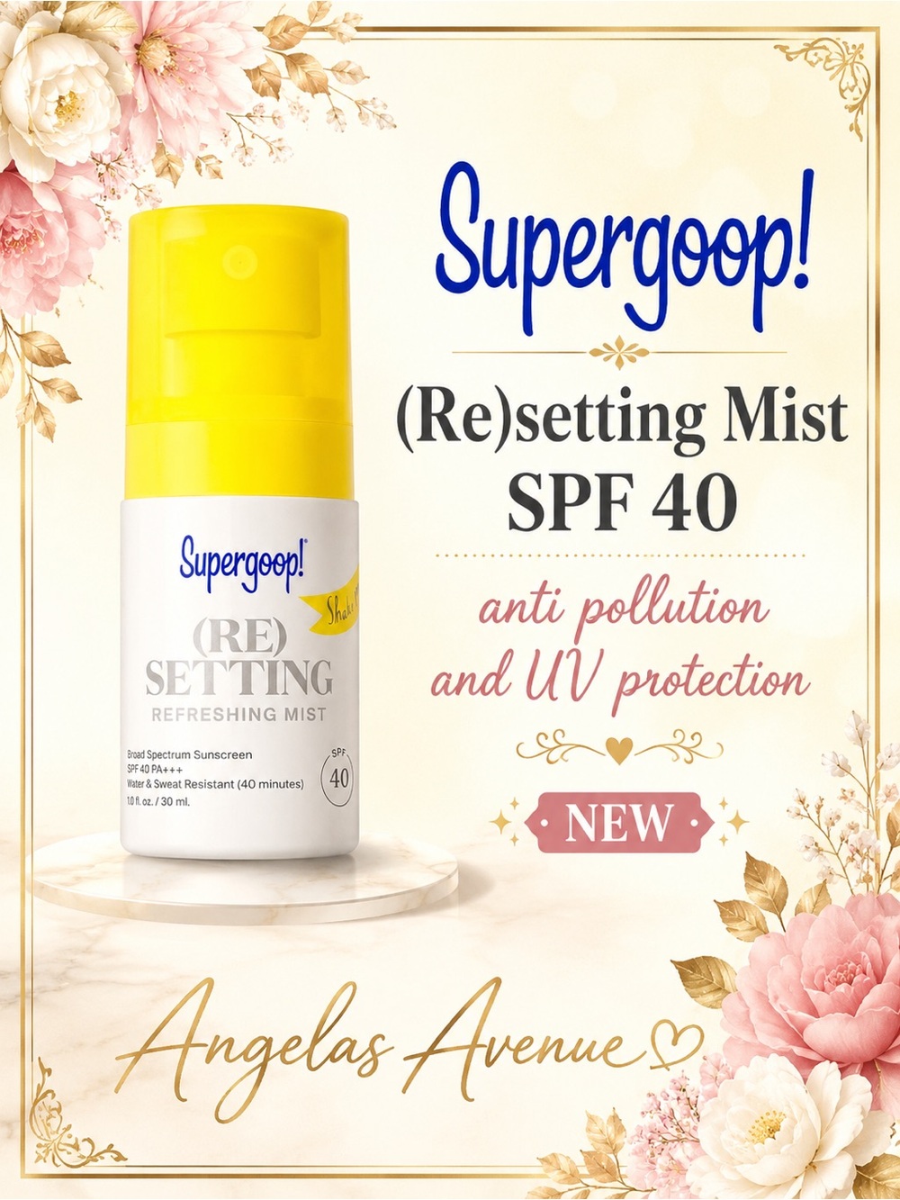 Supergoop! (Re)setting Mist SPF 40 anti pollution and UV protection NEW